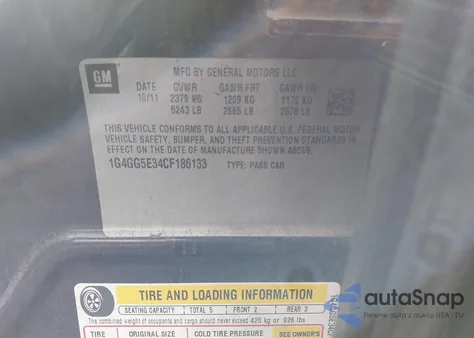 2012 Buick Lacrosse Premium 2 Group из США, поврежденный, VIN 1G4GG5E34CF186133